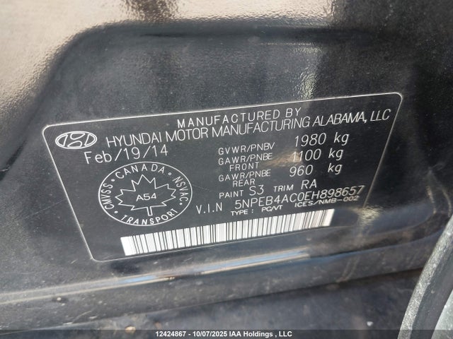Hyundai gamma 2014 5NPEB4AC0EH898657 Image 9