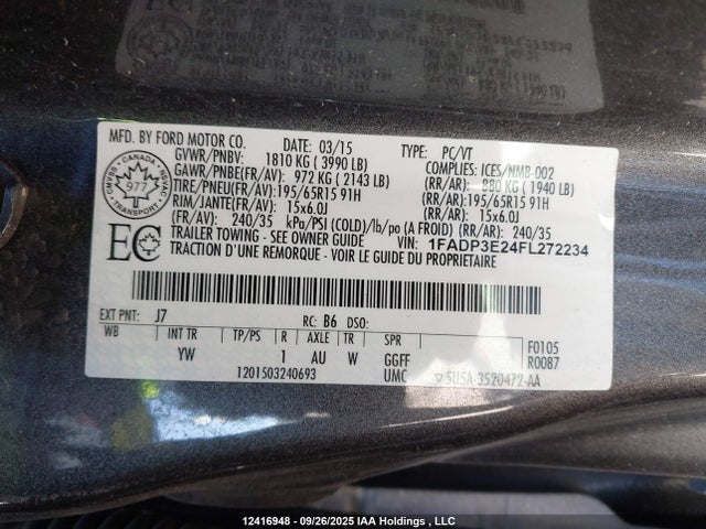 Ford 2015 2015 1FADP3E24FL272234 Image 9