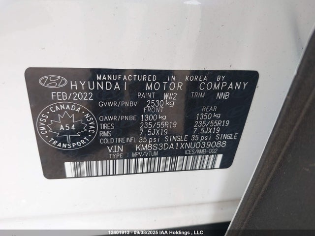 KM8S3DA1XNU039088 Hyundai t-gdi gamma-ii