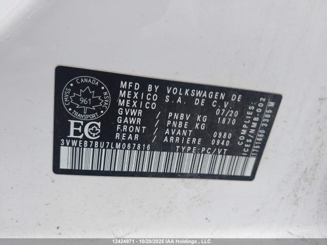 3VWEB7BU7LM067816 Volkswagen Jetta Highline