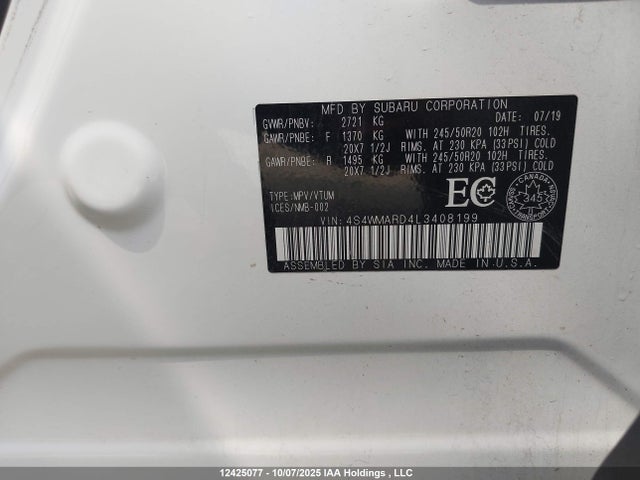 4S4WMARD4L3408199 Subaru 2020