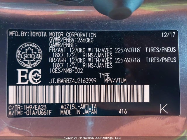 JTJBARBZ4J2163999 Lexus NX 300
