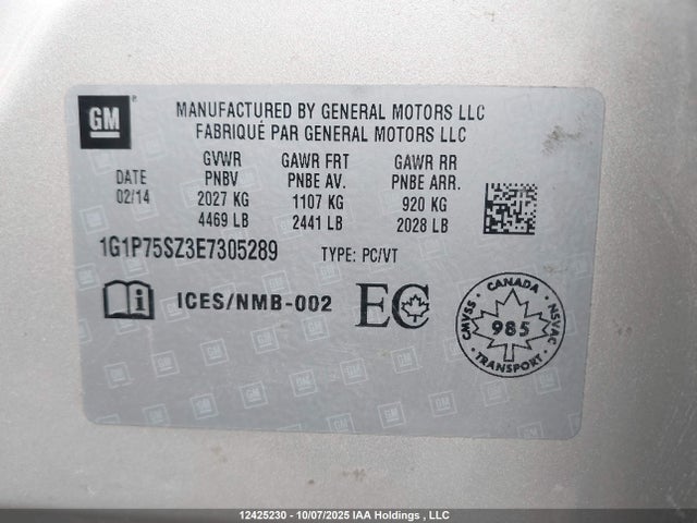 1G1P75SZ3E7305289 Chevrolet luz