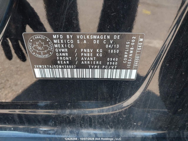 Продаж на аукціоні авто 2013 Volkswagen Jetta S, vin: 3VW2K7AJ5DM438807, номер лоту: 12425288