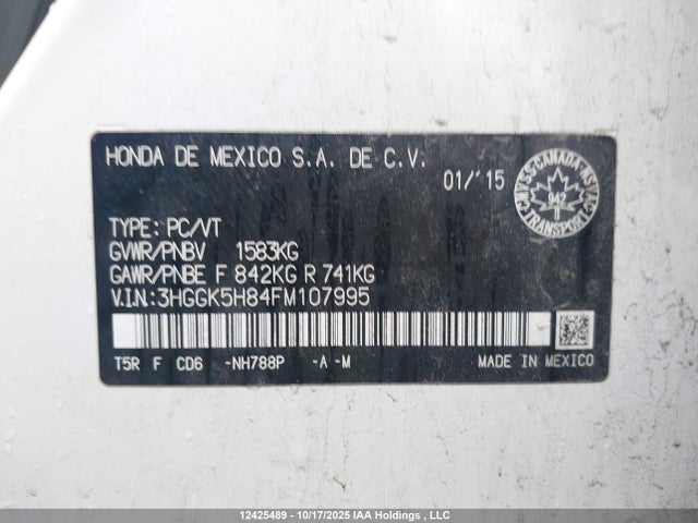 3HGGK5H84FM107995 Honda Fit Ex/ex-l Navi