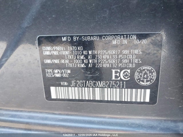 Subaru na 2021 JF2GTABCXM8275211 Image 9