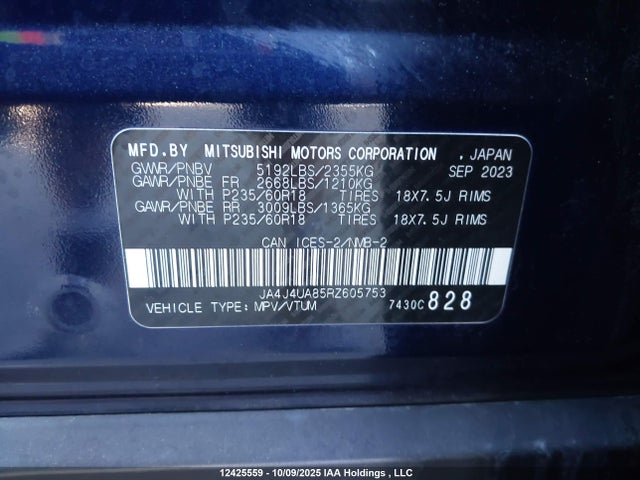 JA4J4UA85RZ605753 Mitsubishi Outlander