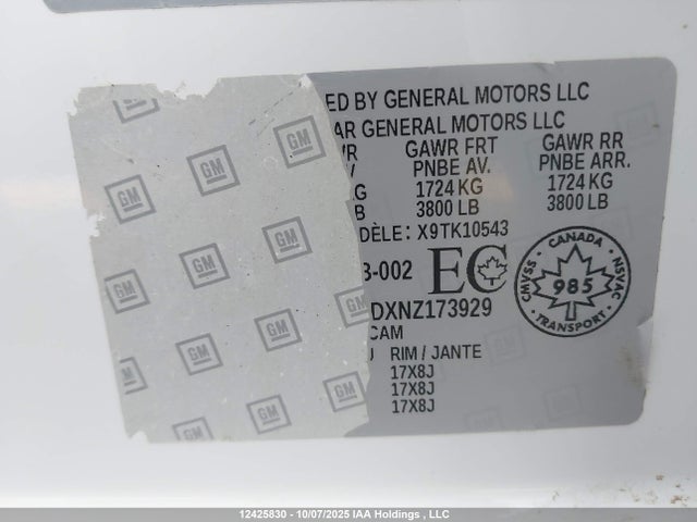 1GTU9BEDXNZ173929 GMC l84
