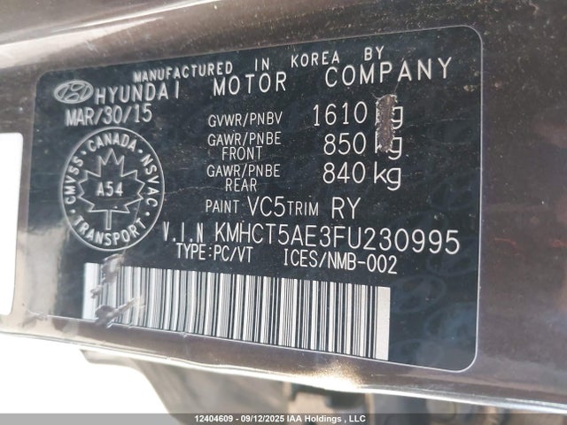 Hyundai dohc gdi gamma 2015 KMHCT5AE3FU230995 Image 9