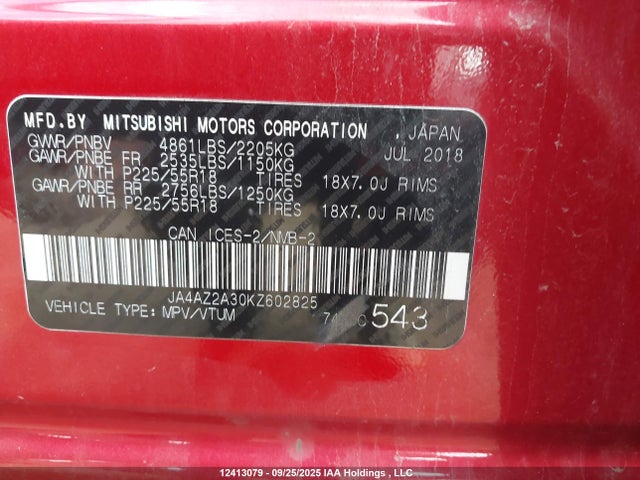 Mitsubishi mivec 2019 JA4AZ2A30KZ602825 Image 19