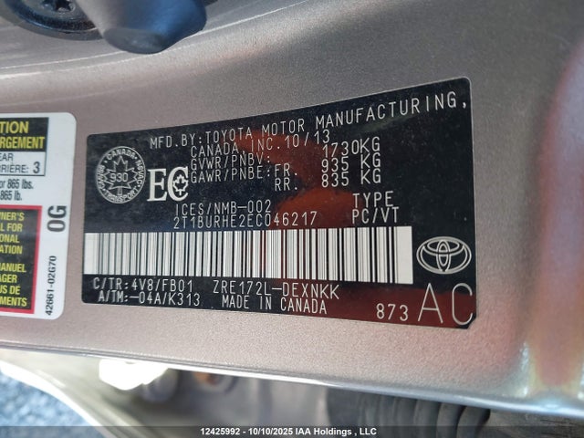 Toyota 2zr-fe 2014 2T1BURHE2EC046217 Image 14