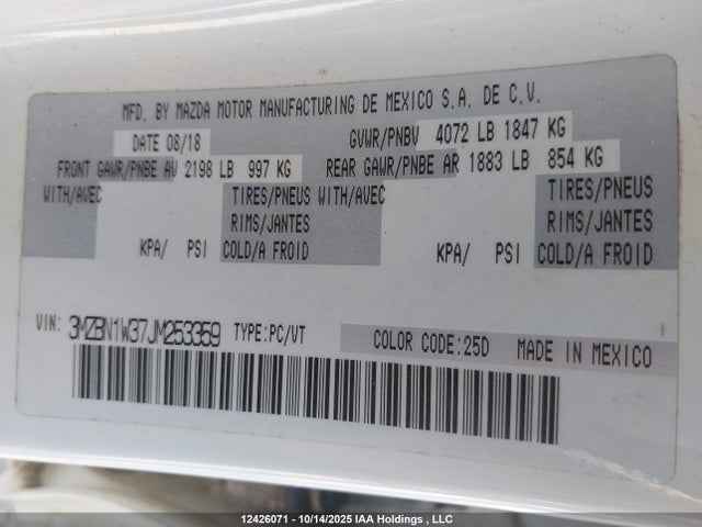 Mazda py 2018 3MZBN1W37JM253359 Image 9