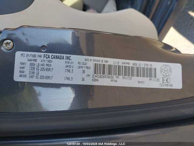 Dodge Grand Caravan 2019 2C4RDGBG9KR794293 Image 9