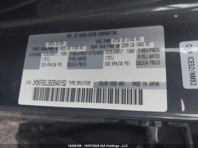 Mazda py 2025 JM3KFBCL9S0548162 Image 9