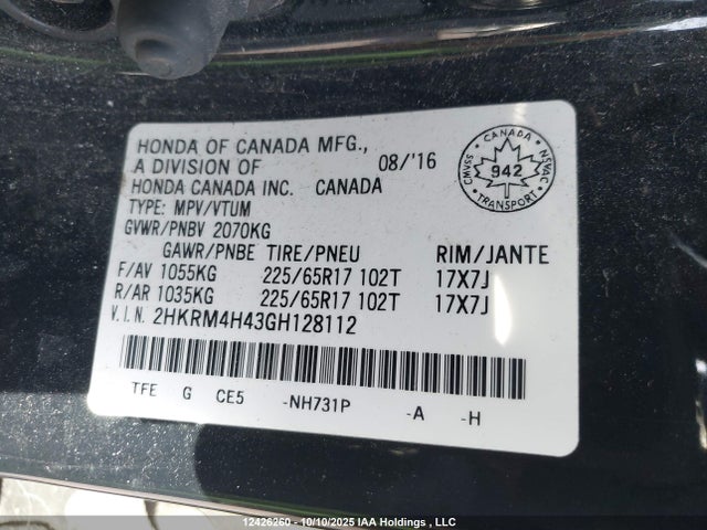 2HKRM4H43GH128112 Honda k24w9
