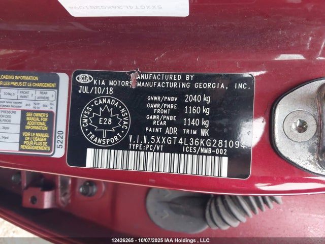 5XXGT4L36KG281094 KIA gdi