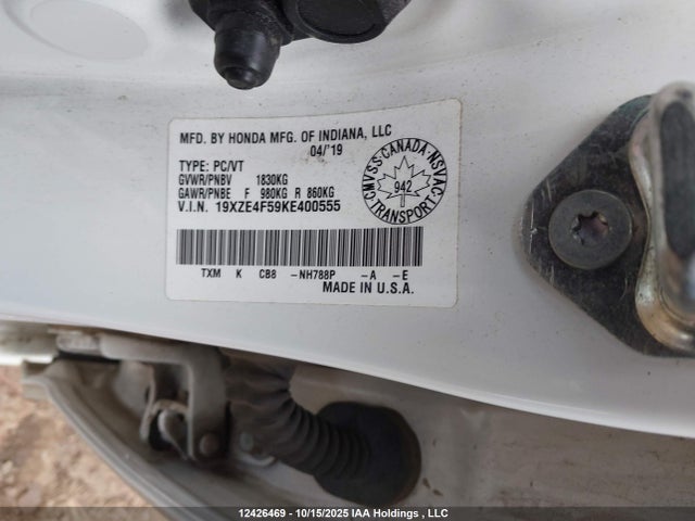 Aukcja sprzedaży 2019 Honda Insight, vin: 19XZE4F59KE400555, numer aukcji: 12426469