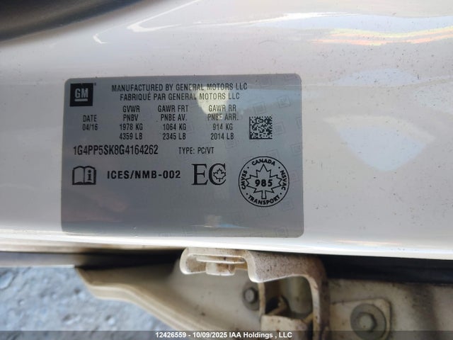 1G4PP5SK8G4164262 Buick lea - gas/alc, sidi, alum, ho
