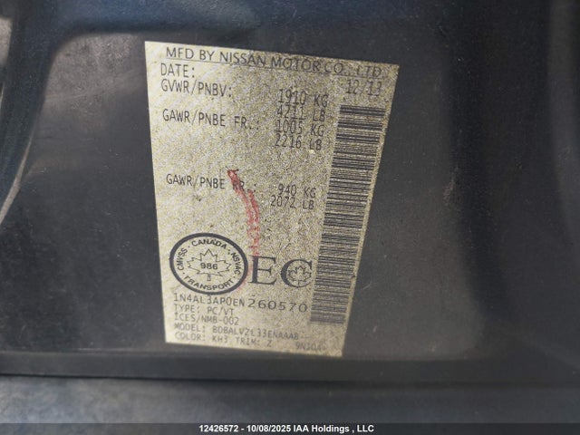 1N4AL3AP0EN260570 Nissan 2014