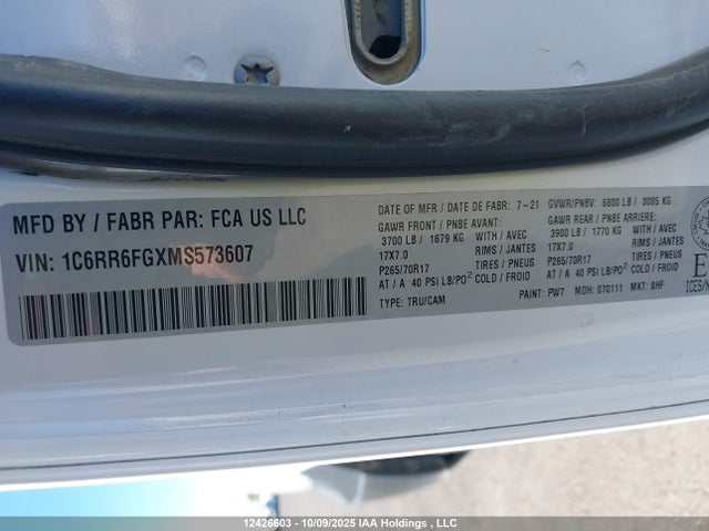 RAM 2021 2021 1C6RR6FGXMS573607 Image 17