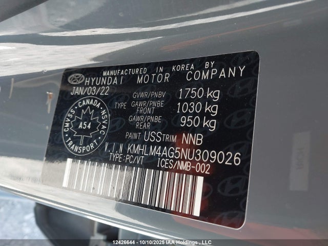 Продаж на аукціоні авто 2022 Hyundai Elantra, vin: KMHLM4AG5NU309026, номер лоту: 12426644
