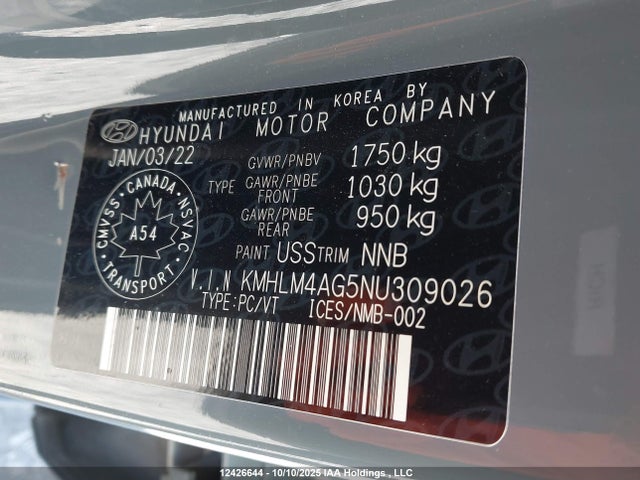 Продаж на аукціоні авто 2022 Hyundai Elantra, vin: KMHLM4AG5NU309026, номер лоту: 12426644