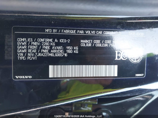 Volvo S60 T6 2020 7JRA22TM6LG065716 Image 19