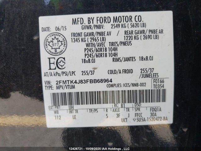Ford Edge 2015 2FMTK4J83FBB68964 Image 18