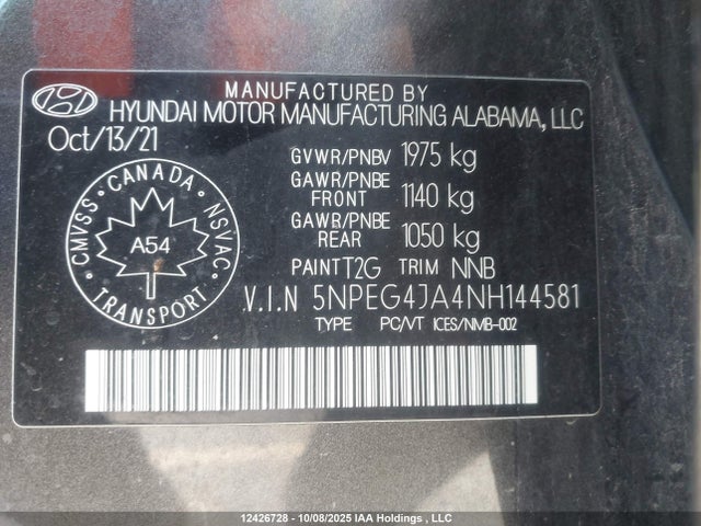 5NPEG4JA4NH144581 Hyundai gdi theta iii