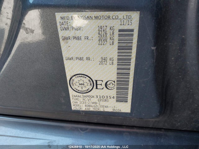 1N4AL3AP0GN310354 Nissan Altima