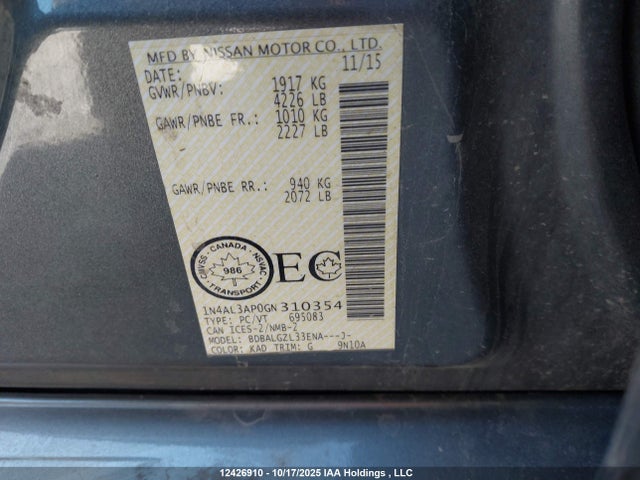 1N4AL3AP0GN310354 Nissan Altima