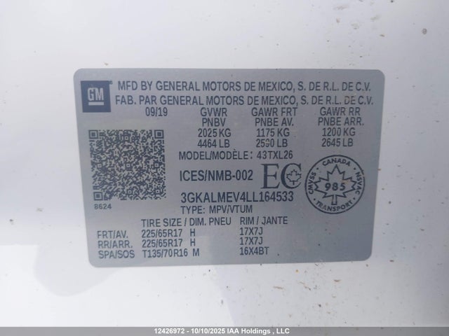 3GKALMEV4LL164533 GMC lyx