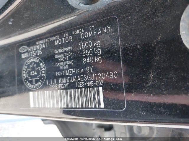 KMHCU4AE3GU120490 Hyundai dohc gdi gamma