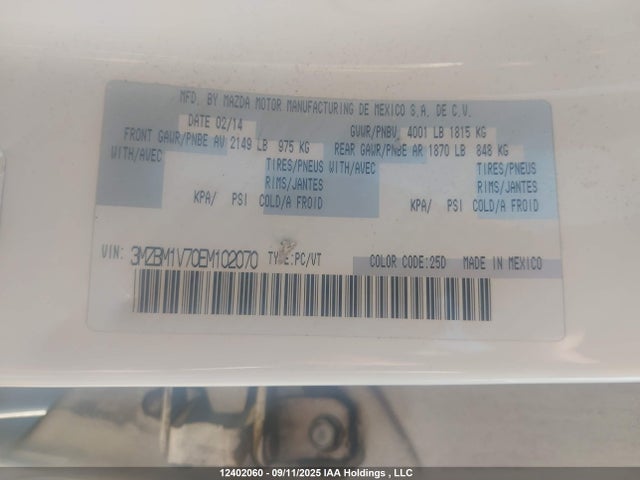 3MZBM1V70EM102070 Mazda pe