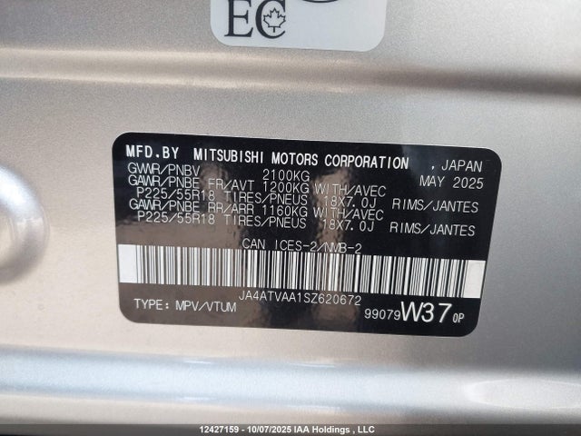 Mitsubishi tc/ic mivec 2025 JA4ATVAA1SZ620672 Image 9