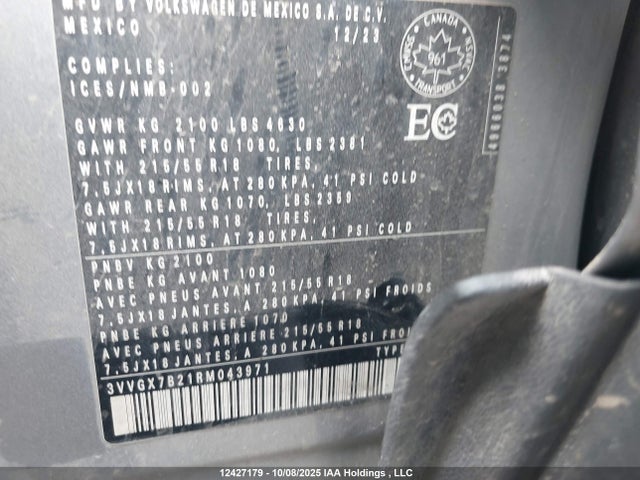Продаж на аукціоні авто 2024 Volkswagen Taos Trendline, vin: 3VVGX7B21RM043971, номер лоту: 12427179