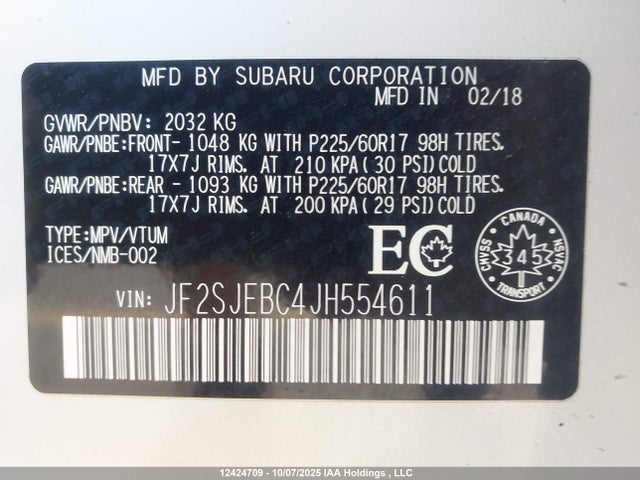JF2SJEBC4JH554611 Subaru naturally aspirated c5