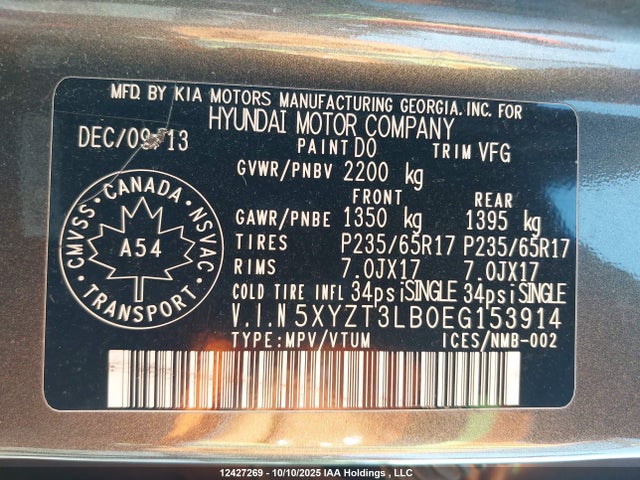 5XYZT3LB0EG153914 Hyundai gdi theta