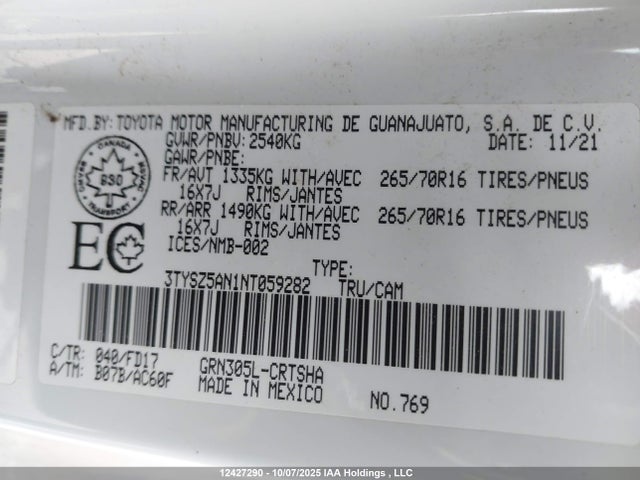 Toyota 2gr-fks 2022 3TYSZ5AN1NT059282 Image 9