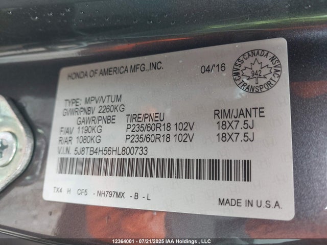 5J8TB4H56HL800733 Acura j35z2