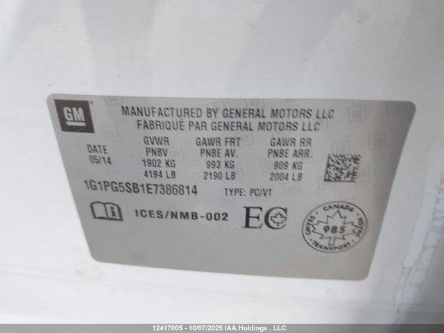 1G1PG5SB1E7386814 Chevrolet CRUZE LTZ