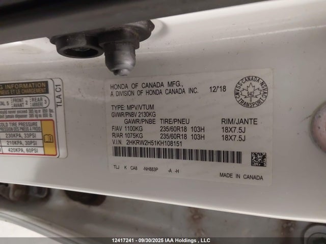 Honda l15be 2019 2HKRW2H51KH108151 Image 9