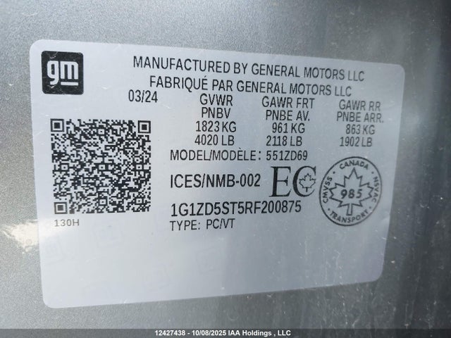 Chevrolet lfv 2024 1G1ZD5ST5RF200875 Image 9