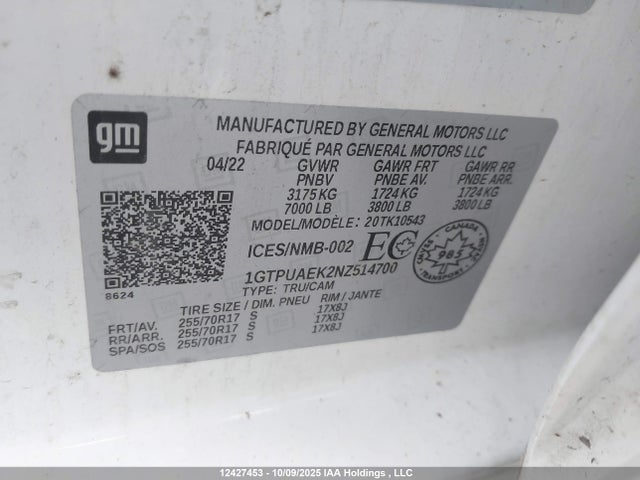 1GTPUAEK2NZ514700 GMC Sierra K1500