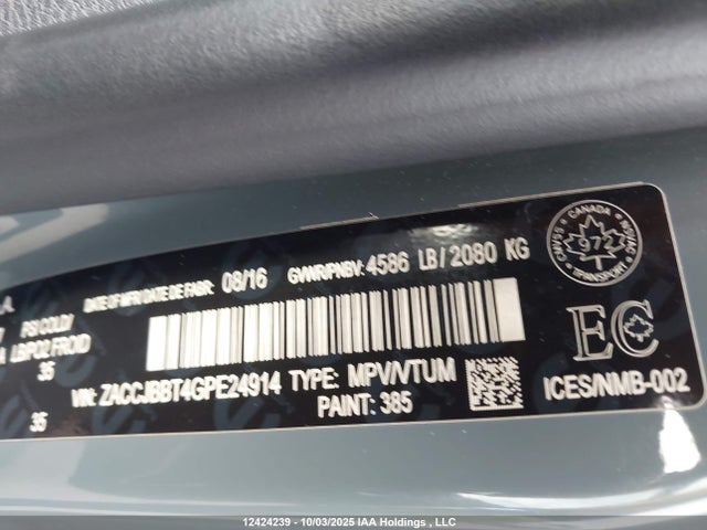 Jeep Renegade 2016 ZACCJBBT4GPE24914 Image 18