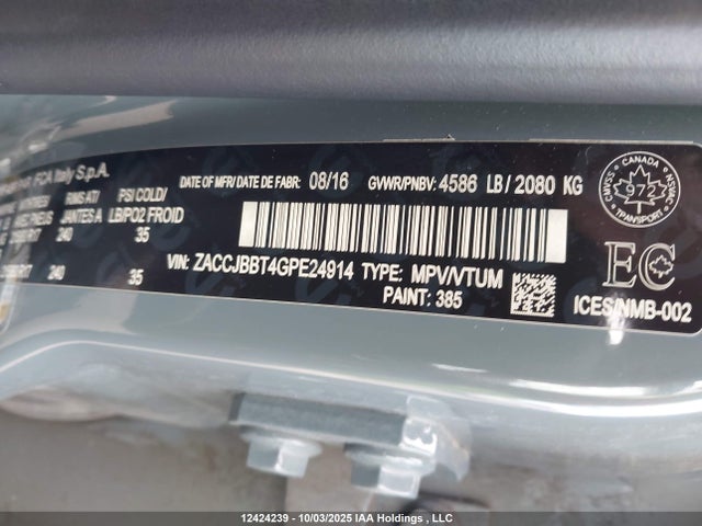 Jeep Renegade 2016 ZACCJBBT4GPE24914 Image 9