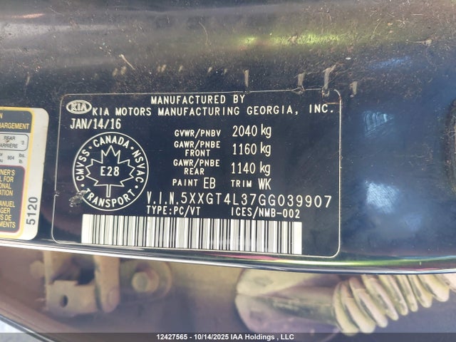 5XXGT4L37GG039907 KIA Optima Lx