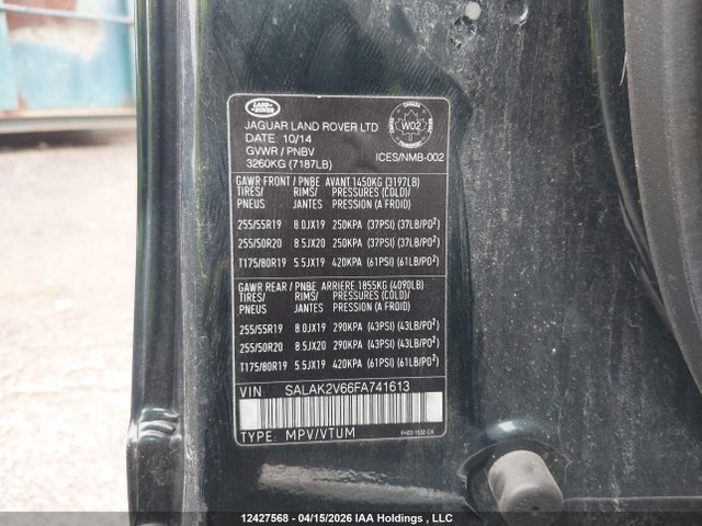 Land Rover LR4 2015 SALAK2V66FA741613 Image 9