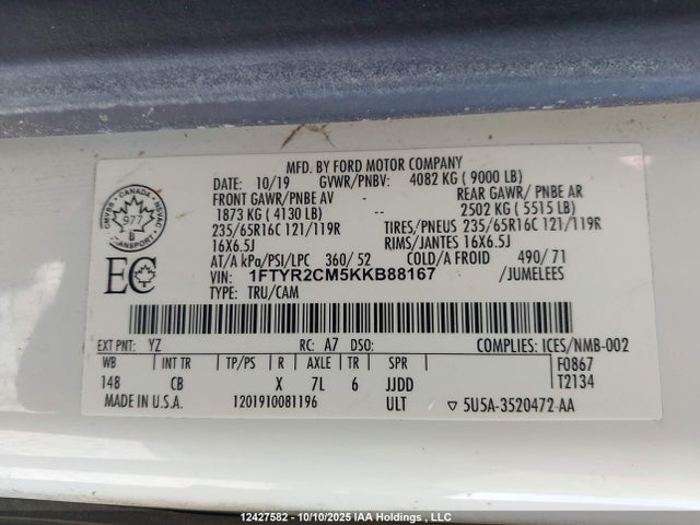 1FTYR2CM5KKB88167 Ford Transit T-250