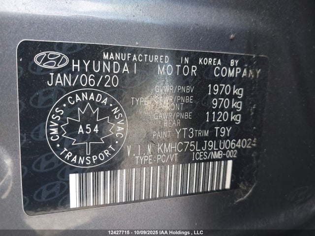 Hyundai hmc battery 2020 KMHC75LJ9LU064024 Image 9